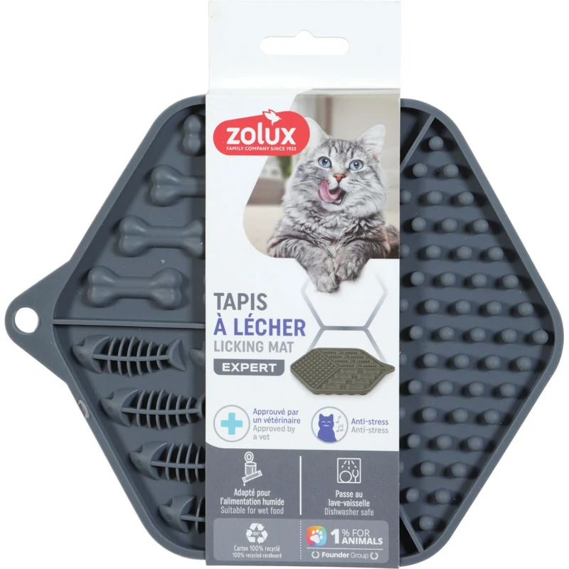Tappeto da Leccare Lick Mat in Silicone per Cani e Gatti - Grigio