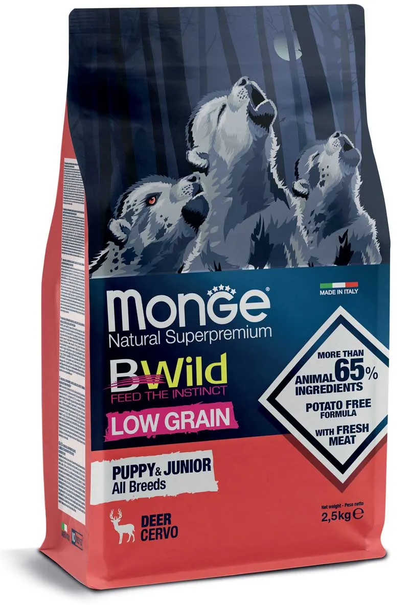 Monge Cane BWild Low Grain Puppy & Junior Cervo 12 kg