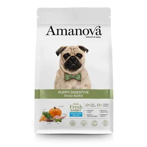 Amanova Puppy Digestive Divine Rabbit - Crocchette Cuccioli al Coniglio - 2 kg
