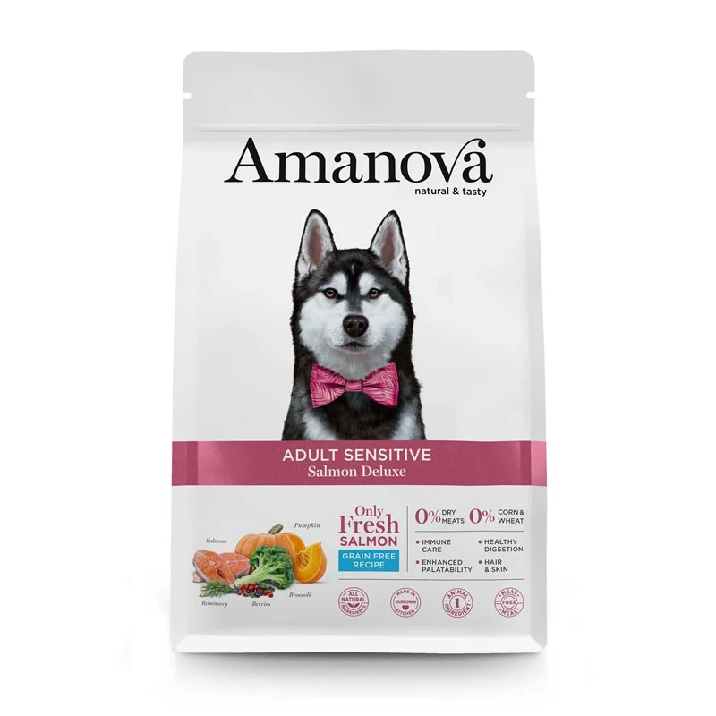 Amanova Adult Sensitive Salmon Deluxe - Crocchette per Cani - 2 kg