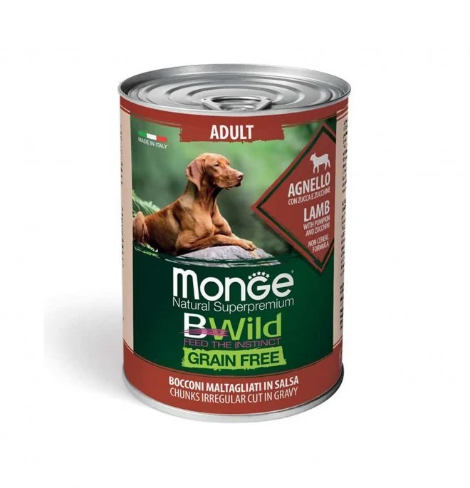 MONGE CANE BWILD GRAIN FREE LATTINA ADULTO AGNELLO, ZUCCA & ZUCCHINE 400 GR