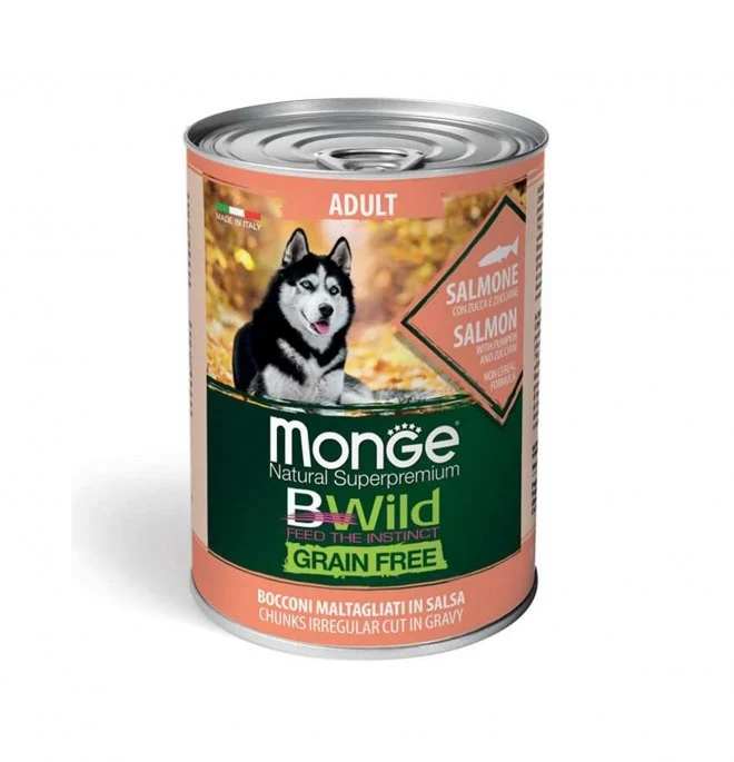 MONGE CANE BWILD GRAIN FREE LATTINA ADULTO SALMONE, ZUCCA & ZUCCHINE 400 GR