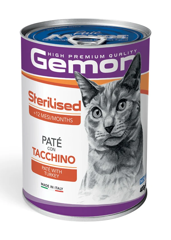 Gemon Gatto Patè Adulto Sterilizzato Tacchino Lattina 400 g