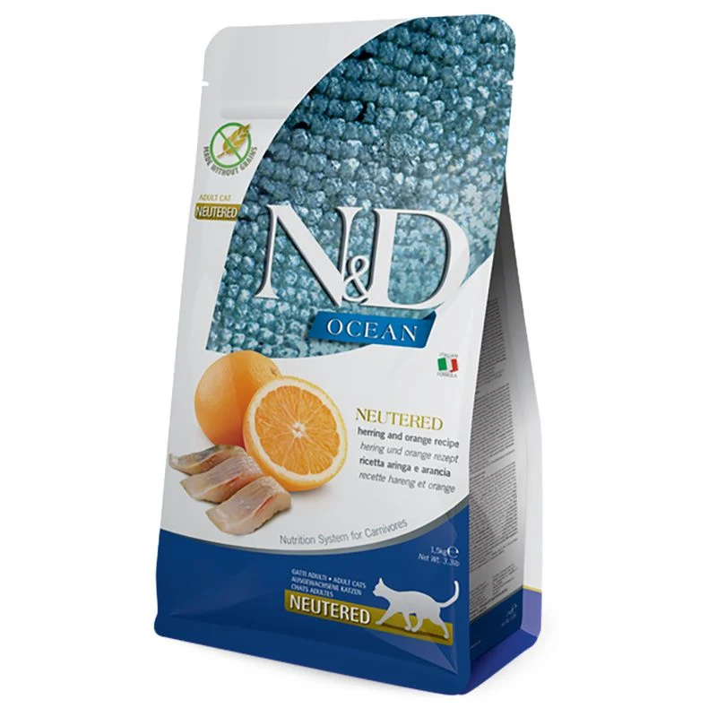 Farmina N&D Ocean Adult Neutered Aringa e Arancia - Gatti - 1,5 kg