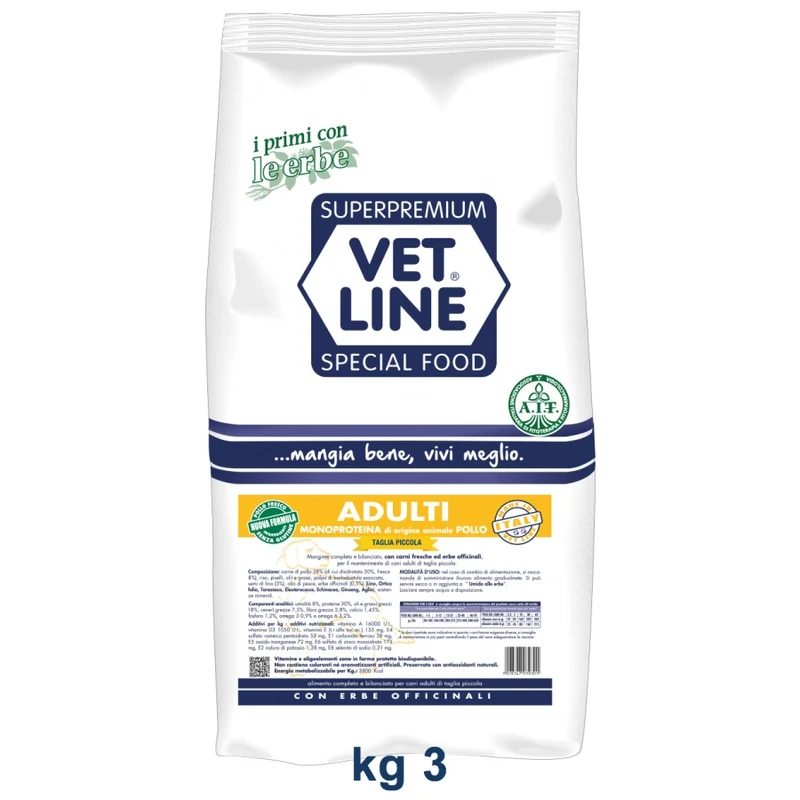 VETLINE CANE ADULTO MINI POLLO 3 KG