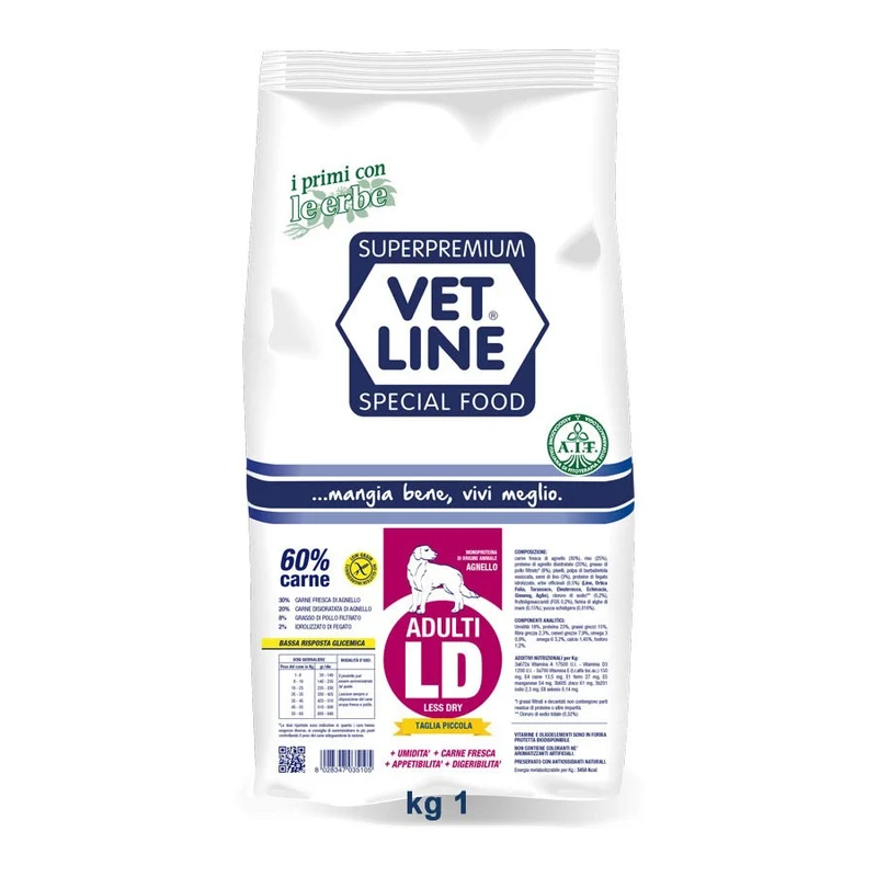 VETLINE CANE ADULTO LD MINI MONOPROTEICO AGNELLO 3 KG