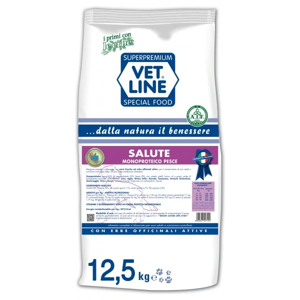 VETLINE CANE SALUTE MONOPROTEICO PESCE 12,5 KG