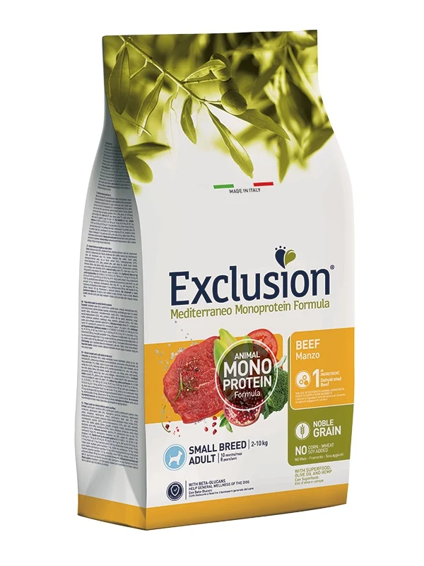 Exclusion Cane Mediterraneo Adulto Small Manzo 500 g