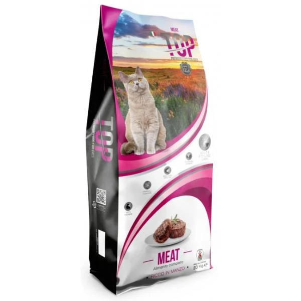 Top Cat Meat - Crocchette alla Carne Alimento Completo per Gatti - 3 kg