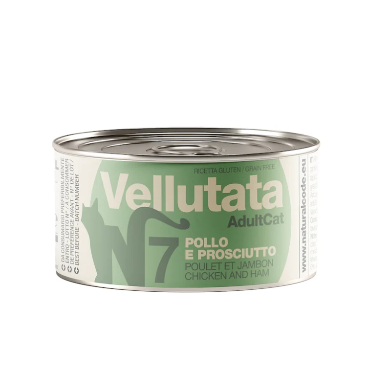 NATURAL CODE GATTO LATTINA (V7) VELLUTATA POLLO & PROSCIUTTO 85 GR