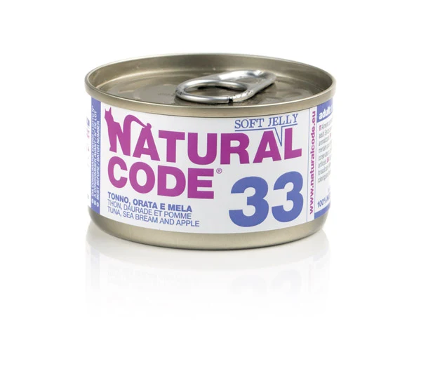 Natural Code Gatto Lattina (33) Adulto Tonno, Orata & Mela 85 g