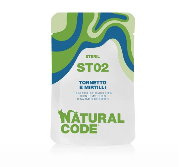 Natural Code Gatto Busta (ST02) Adulto Sterilizzato Tonnetto & Mirtilli 70 g