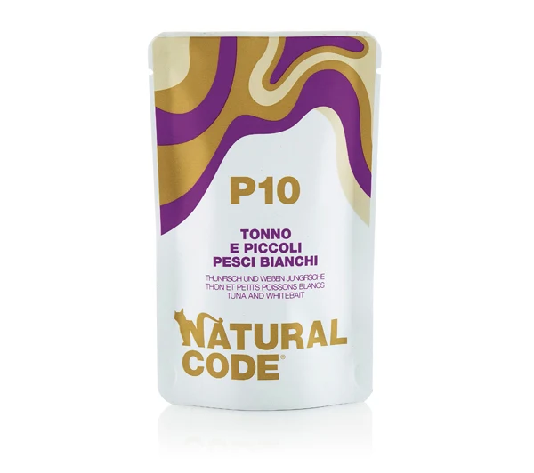 Natural Code Gatto Busta (P10) Adulto Tonno & Piccoli Pesci Bianchi 70 g