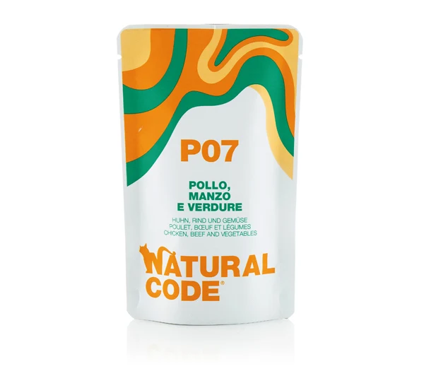 Natural Code Gatto Busta (P07) Adulto Pollo, Manzo & Verdure 70 g