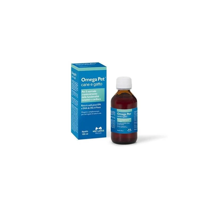 NBF Lanes Omega Pet - Olio di Pesce Integratore Omega-3 Cani e Gatti