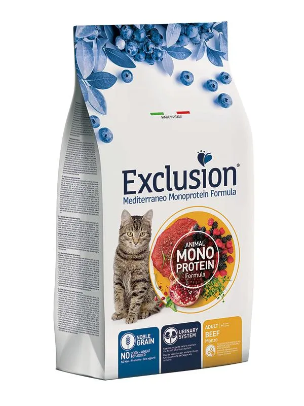 Exclusion Mediterraneo Adult Manzo - Crocchette per Gatti - 300 g