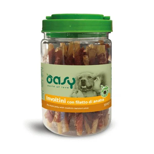 Oasy Involtini con Filetto di Anatra - Snack Premio per Cani - 350 g