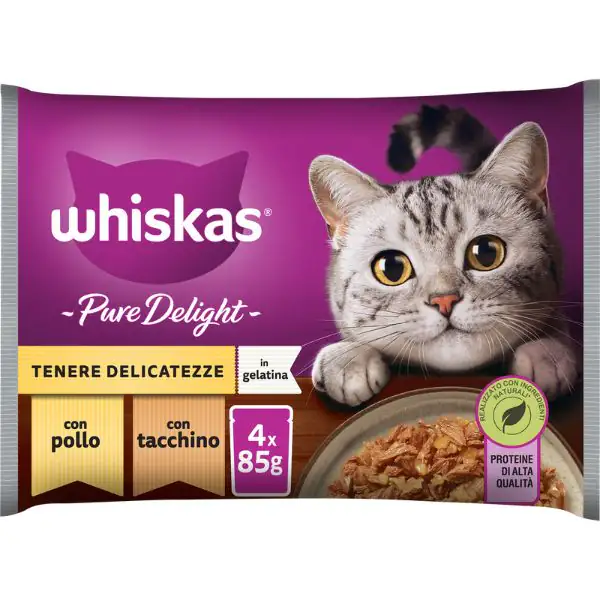 Whiskas Pure Delight ricette in gelatina Multipack 4 pezzi da 85 gr