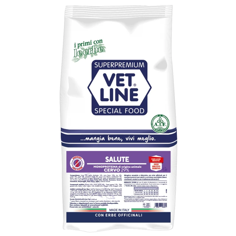 Vet Line Salute Cervo e Patate - Crocchette Ipoallergeniche Cani - 3 kg