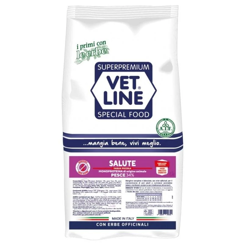 Vet Line Salute Pesce Cani Taglia Piccola - Crocchette Ipoallergeniche - 3 kg