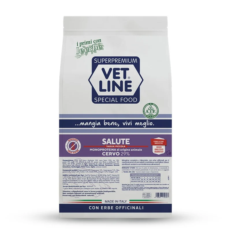 Vet Line Salute Cervo e Patate Cani Taglia Piccola - Crocchette - 3 kg