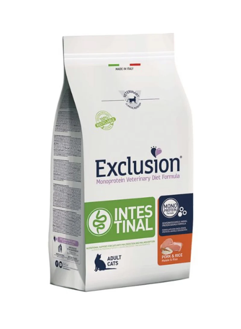 Exclusion Diet Intestinal Maiale e Riso - Crocchette Dietetiche Gatti - 300 g