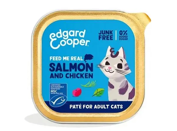 Edgard & Cooper Bocconcini in Salsa Gatto Salmone MSC e Pollo - 85 g