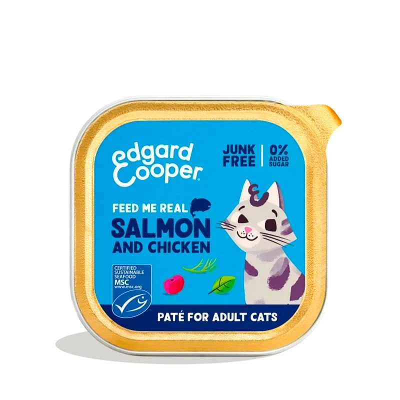 Edgard & Cooper Paté Gatto Salmone MSC e Pollo con Mirtilli e Basilico - 85 g