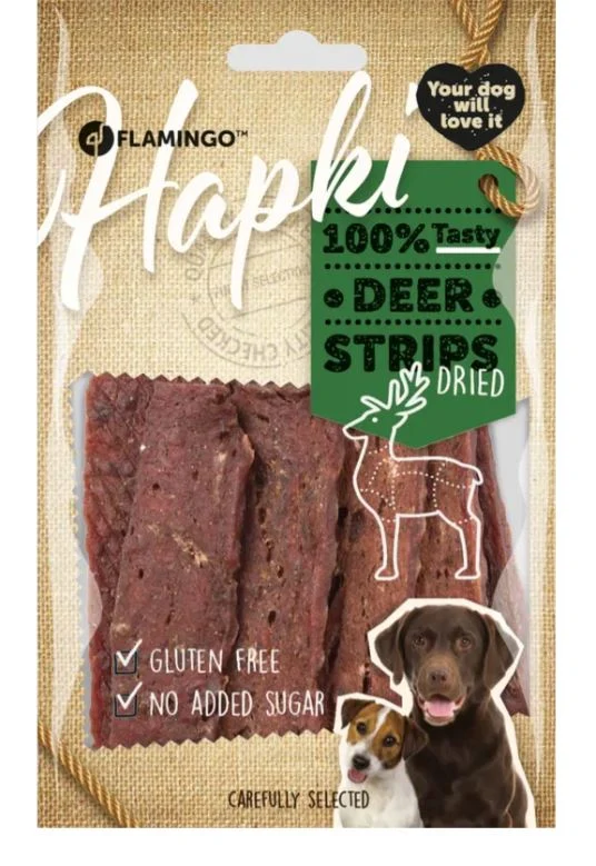 FLAMINGO CANE SNACK "HAPKI" STRISCE DI CERVO 85 GR