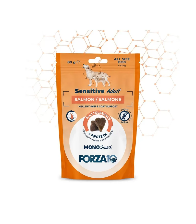 Forza 10 Sensi Snack - Premietti per Cani Sensibili al Salmone - 80 g
