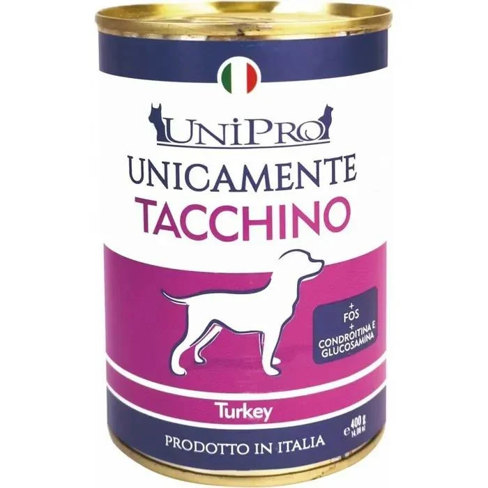 Unipro Unicamente Tacchino - Alimento Umido Monoproteico per Cani - 400 g