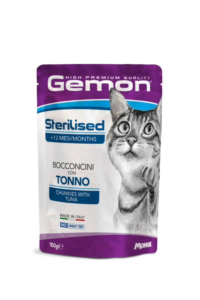Gemon Gatto Bocconcini Adulto Sterilizzato Tonno Busta 100 g