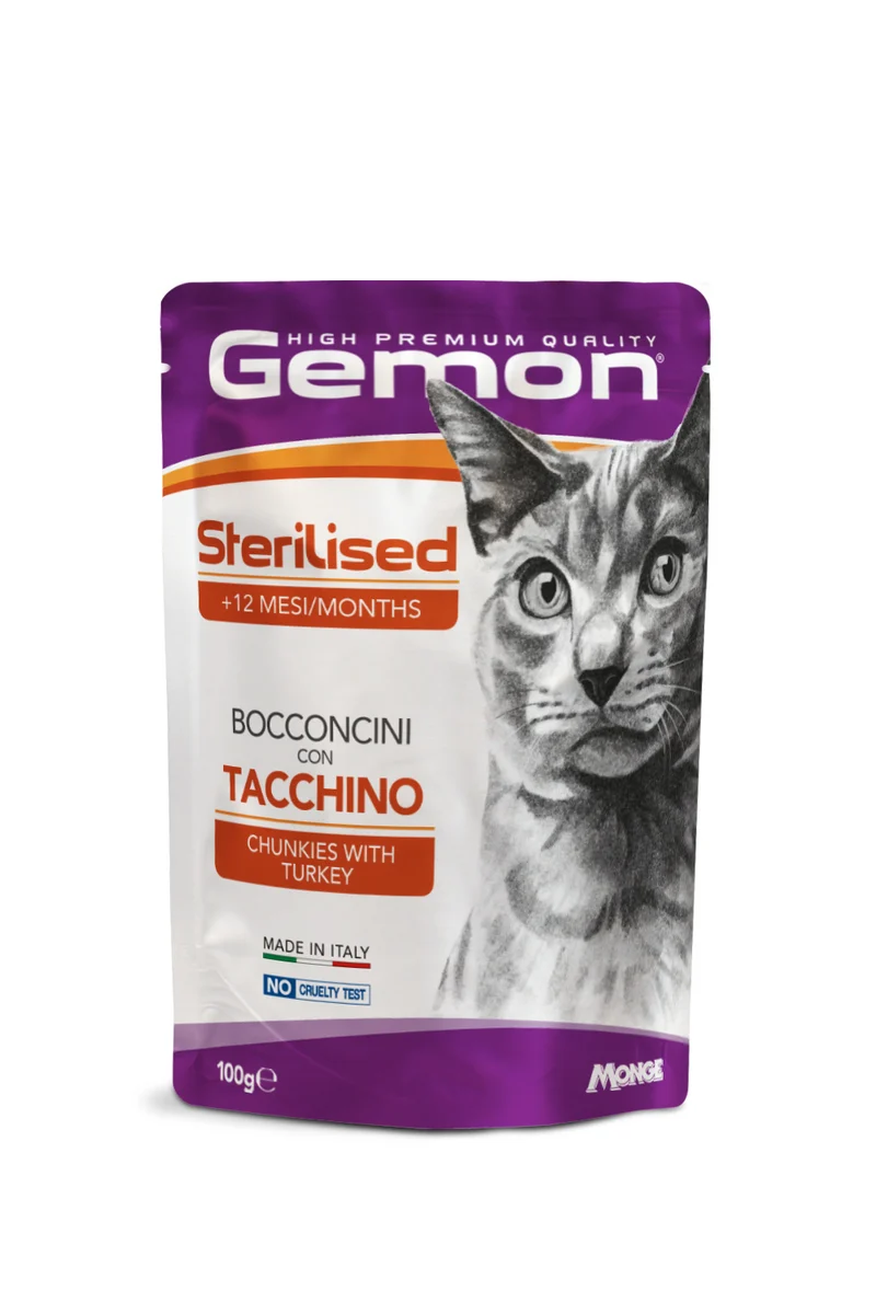 Gemon Gatto Bocconcini Adulto Sterilizzato Tacchino Busta 100 g