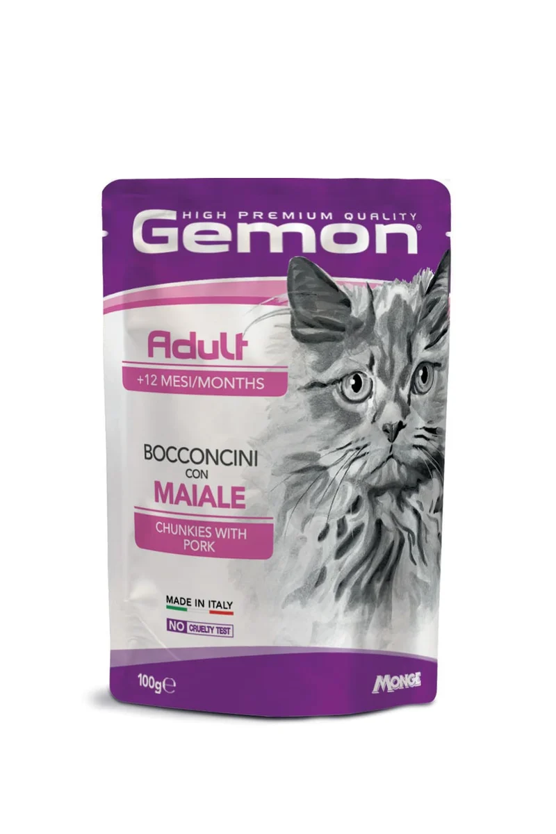 Gemon Gatto Bocconcini Adulto Maiale Busta 100 g