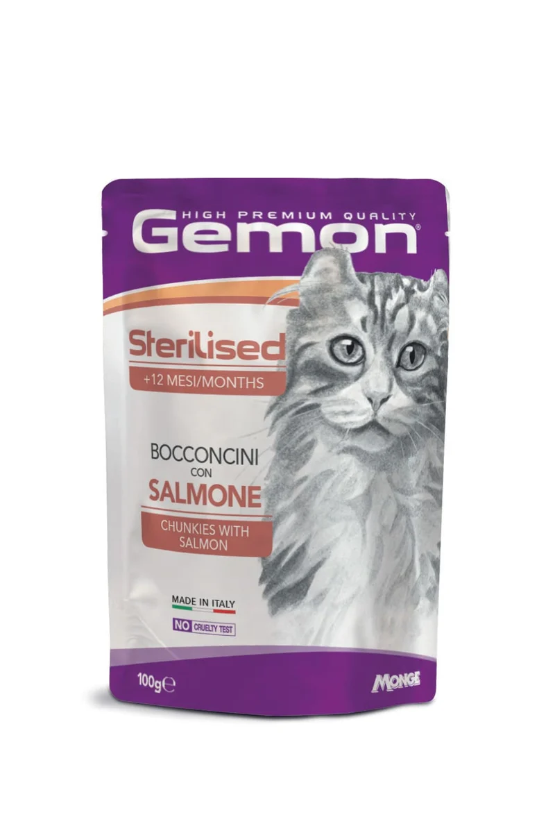 Gemon Gatto Bocconcini Adulto Sterilizzato Salmone Busta 100 g