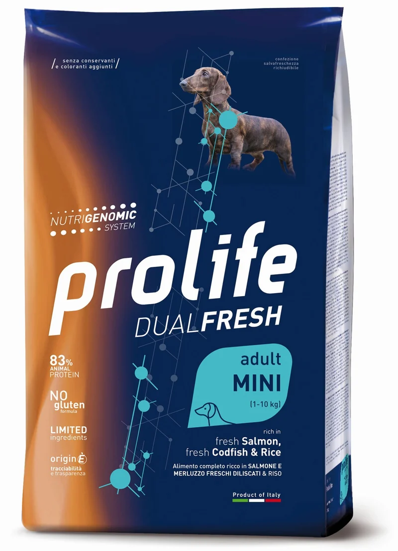 Prolife Cane Dual Fresh Adulto Mini Salmone, Merluzzo & Riso 2 kg