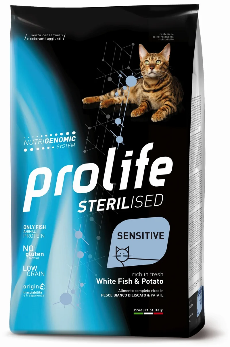 Prolife Gatto Sterilised Sensitive Adulto Pesce Bianco & Patate 400 g