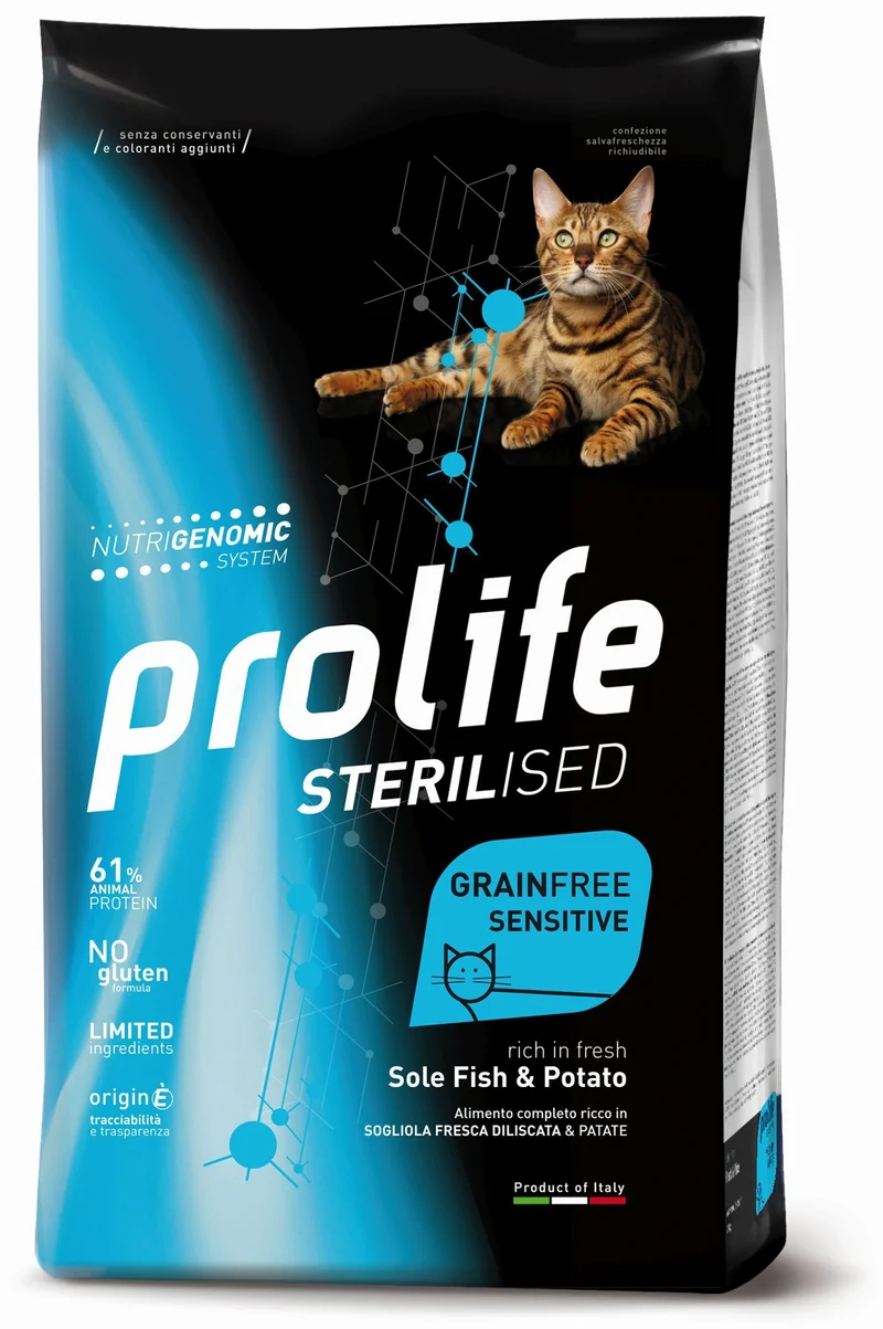 Prolife Gatto Sterilised Grain Free Sensitive Adulto Sogliola & Patate 400 g