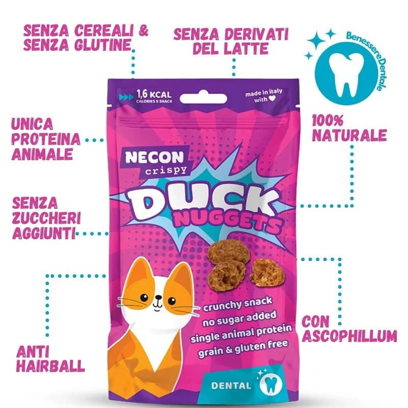 NECON CRISPY GATTO SNACK DUCK NUGGETS DENTAL 85 GR