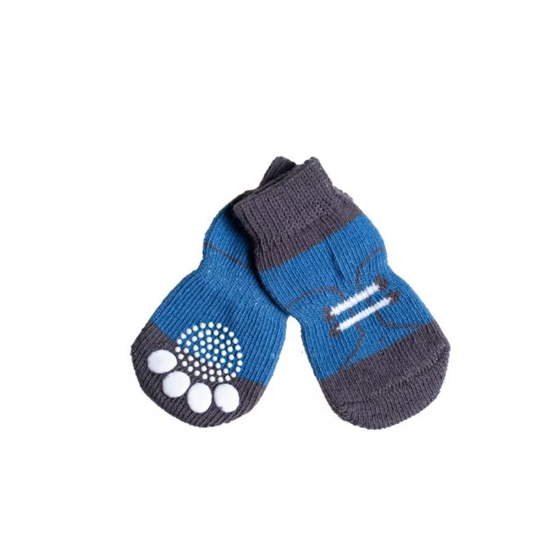 Calzini Antiscivolo per Cani Modello Sneakers Blu - Taglia S - 4 pz