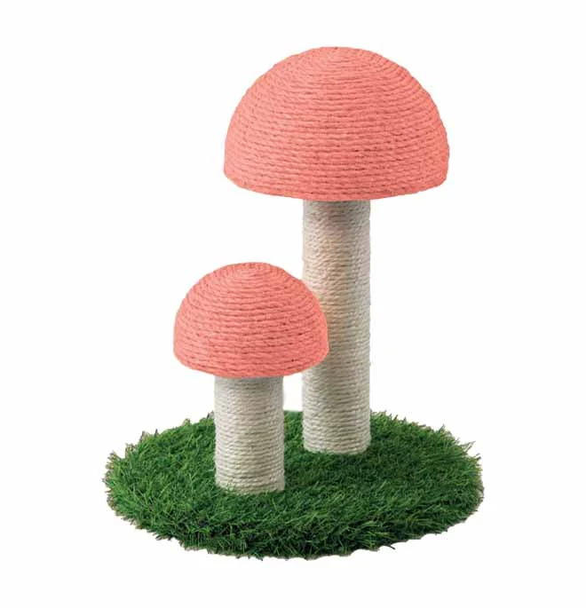 Tiragraffi per Gatti a Forma di Fungo Rosa e Bianco - 30x30x38 cm