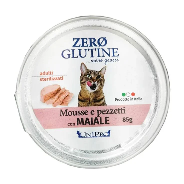 Unipro Zero Glutine Mousse con Pezzetti al Maiale - Umido Gatti Adult - 85 g