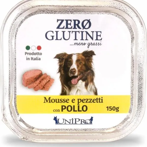 Unipro Zero Glutine Mousse con Pezzetti al Pollo - Umido Cani Adult - 150 g