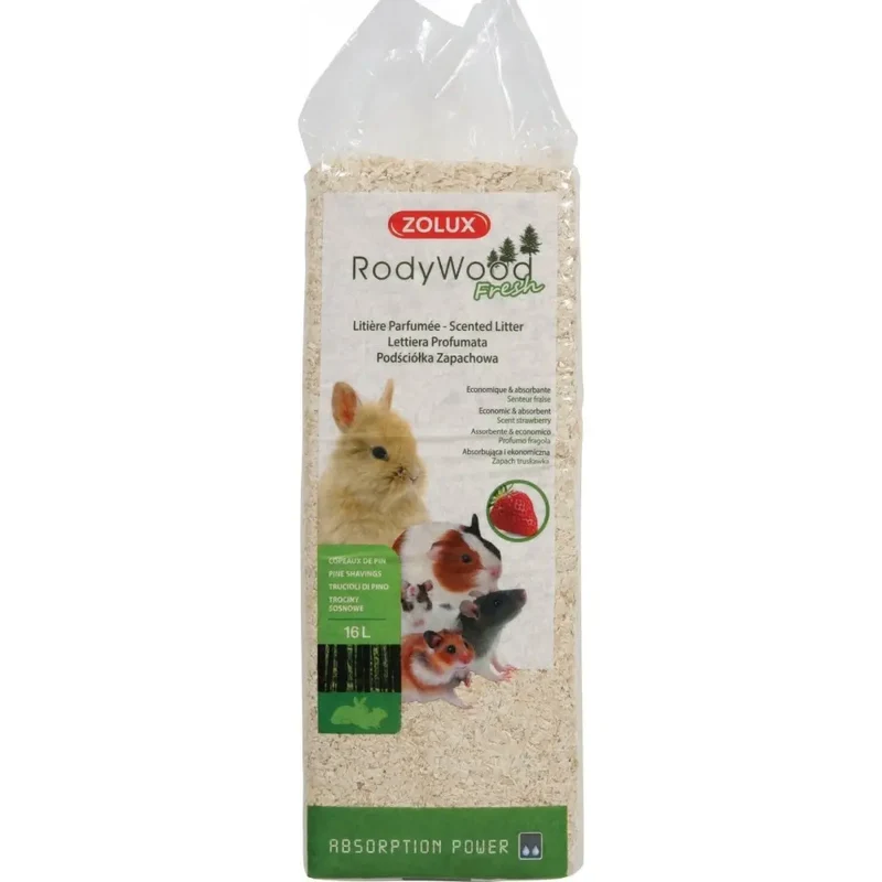 Lettiera Rodywood Profumata alla Fragola per Roditori - 16L