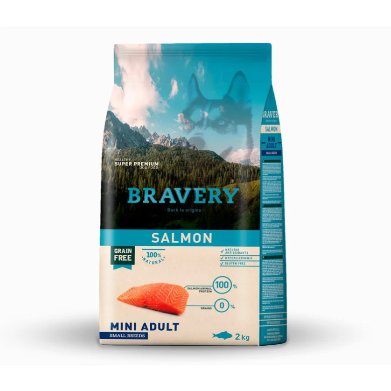 BRAVERY CANE ADULTO MINI SALMONE 2 KG