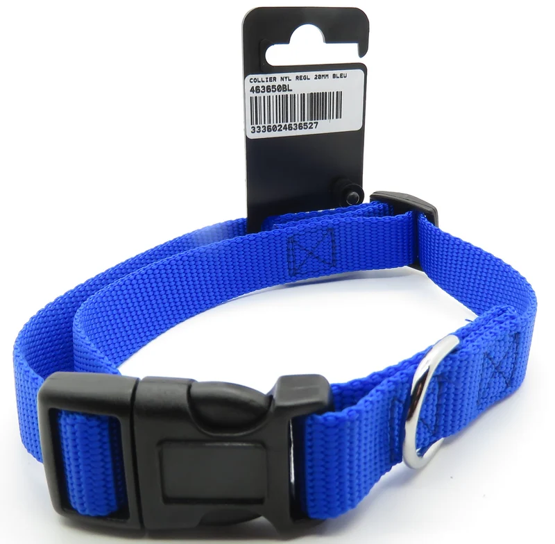 Collare in Nylon per Cani Regolabile - 20 mm, Blu