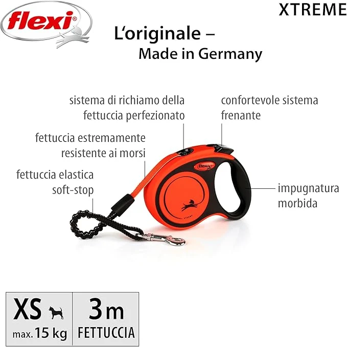 Guinzaglio Allungabile Flexi Xtreme XS a Fettuccia - 3m