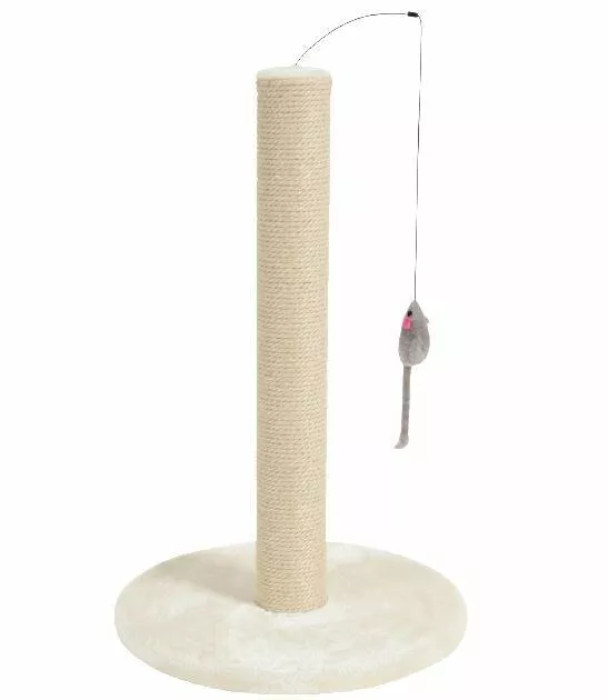 Tiragraffi a Colonna con Base per Gatti - Beige, Altezza 48 cm