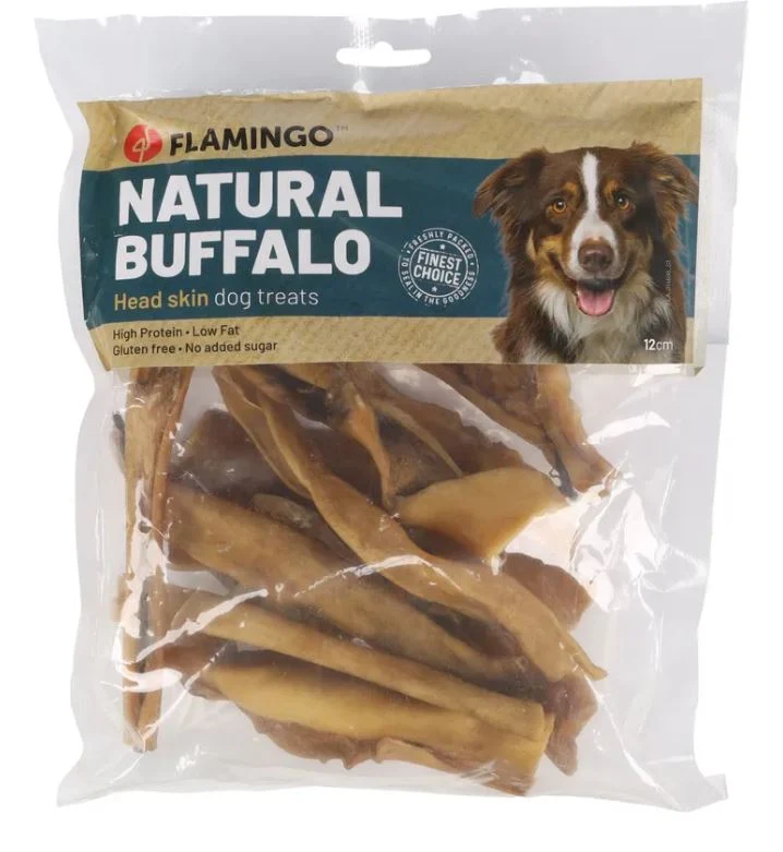 FLAMINGO CANE SNACK NATURE PELLE DI TESTA DI BUFALO 12 CM CF. (200 GR)