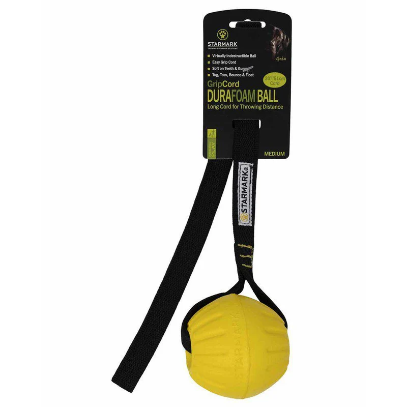 Gioco per Cani Starmark Gripcord Durafoam Ball con Corda - Misura M
